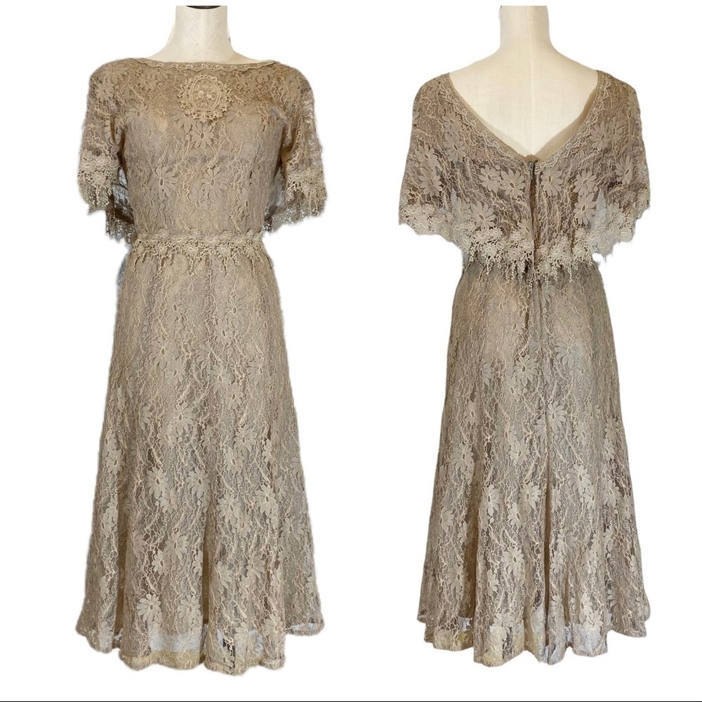 Ricki Lang For Nuit Embroidered Lace Boho Vintage Cottagecore 80s ILGWU 6 dress